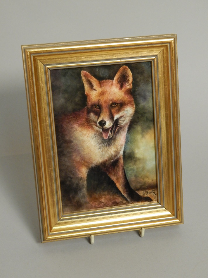 Appraisal: A Durley Fine Porcelain plaque painted with a fox by