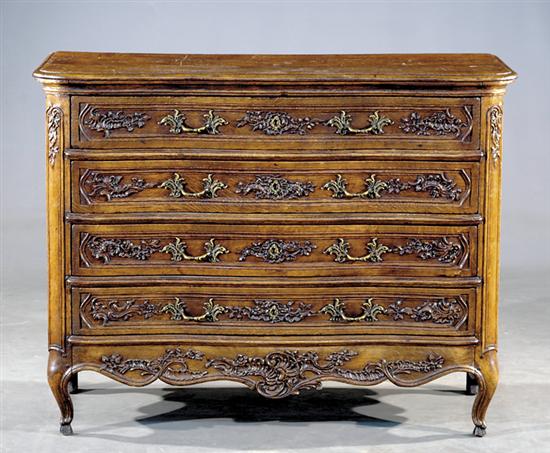 Appraisal: Country French oak serpentine commode early th century shaped and