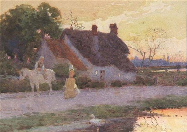 Appraisal: THOMAS MACKAY British - Meeting on a rural lane signed