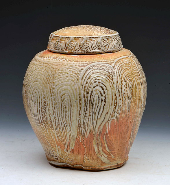 Appraisal: Ruthanne Tudball American b Ginger jar and cover combed decorationimpressed