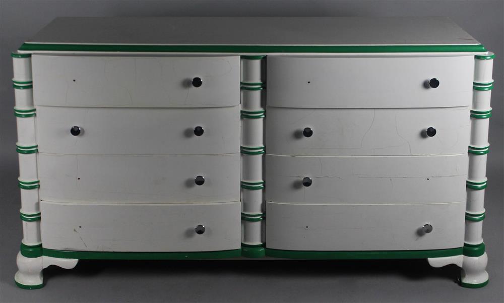 Appraisal: DOROTHY DRAPER STYLE WHITE AND GREEN CHEST OF DRAWERS FROM