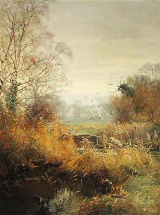 Appraisal: Frederick Whitehead - oil on canvas 'The Frome Moreton Dorset'