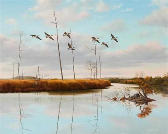 Appraisal: David T Turnbaugh American b ''Evening Flight'' oil on masonite