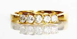 Appraisal: An ct gold five stone diamond ring estimated total diamond