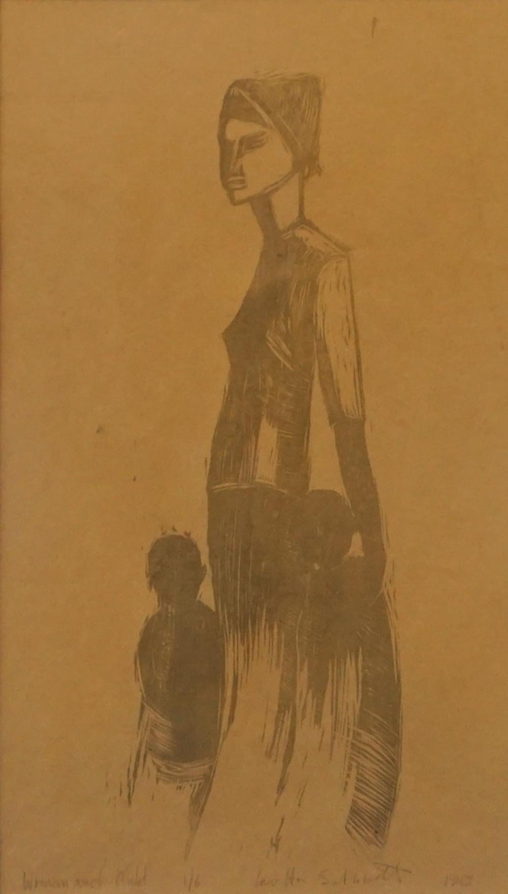 Appraisal: TH CENTURY SCHOOL WOMAN AND CHILD LITHOGRAPH SIGNED INDISTINCTLY AND