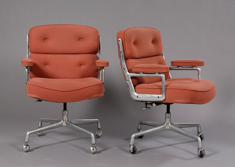 Appraisal: Two Eames Office Armchairs Aluminum and upholstery Herman Miller fourth