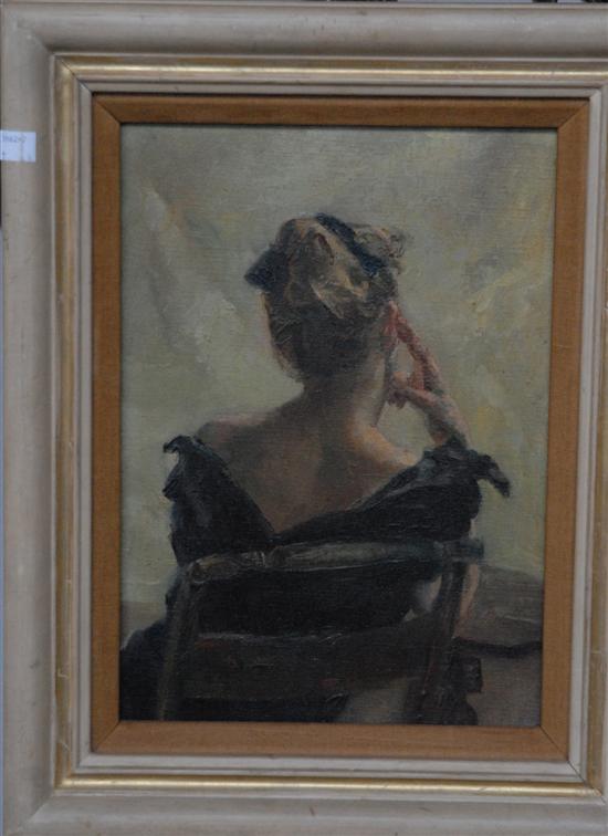 Appraisal: POMEROY FLORENCE W PORTRAIT OF A SEATED WOMAN Oil on