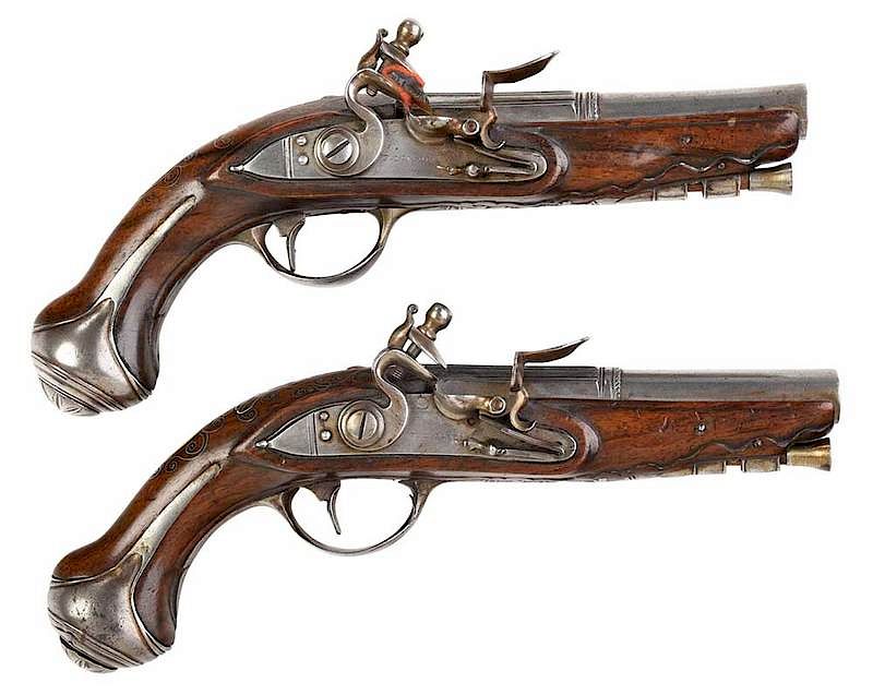 Appraisal: Pair P Lorendi Flintlock Pistols Italian late th century fluted