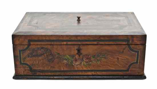 Appraisal: A Continental Painted Table Casket of rectangular form having a