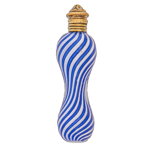 Appraisal: A French brass mounted blue and white spirally striped hourglass