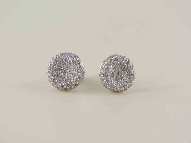 Appraisal: Diamond Earrings pave set button shape very fine quality carat