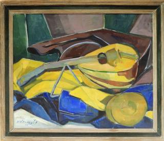 Appraisal: Margot Ascheim Cubist Mandolin Still Life Painting ISRAEL POLAND EARLY-MID