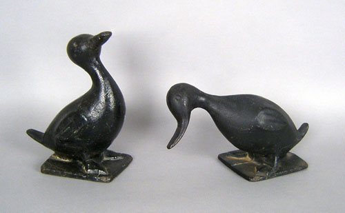 Appraisal: Two cast iron duck yard ornaments th c tallest is