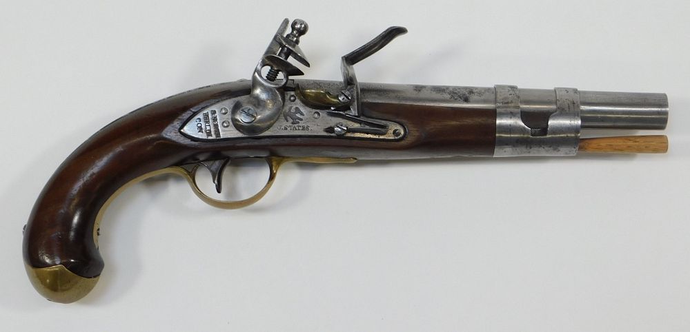 Appraisal: Model Banded Flintlock Pistol United States C bore walnut stock