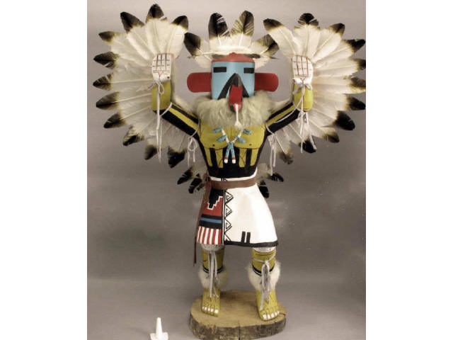 Appraisal: Large hand carved eagle dancer Kachina signed PY on the