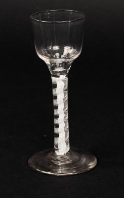 Appraisal: An th Century wine glass with double series opaque twist