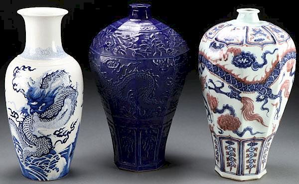 Appraisal: A GROUP OF THREE CHINESE PORCELAIN FLOOR VASES A GROUP