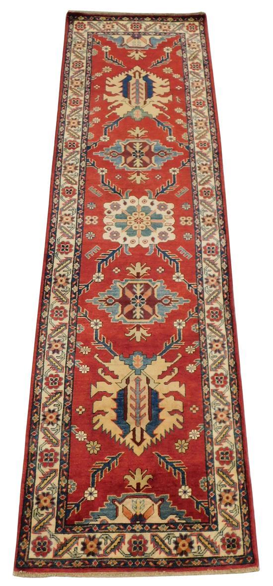 Appraisal: RUG Uzbek Kazak runner ' x ' hand knotted in