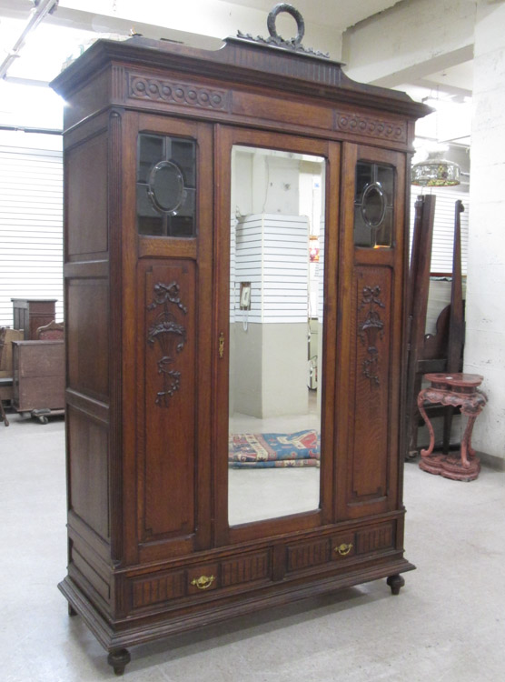 Appraisal: LOUIS XVI STYLE OAK WARDROBE French late th century with