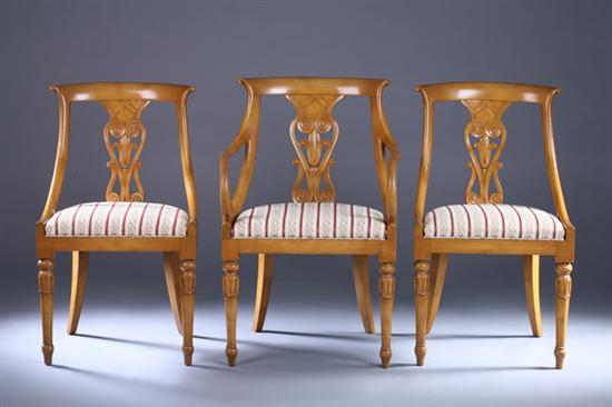 Appraisal: SET EIGHT REGENCY STYLE LEMON WALNUT DINING CHAIRS th century