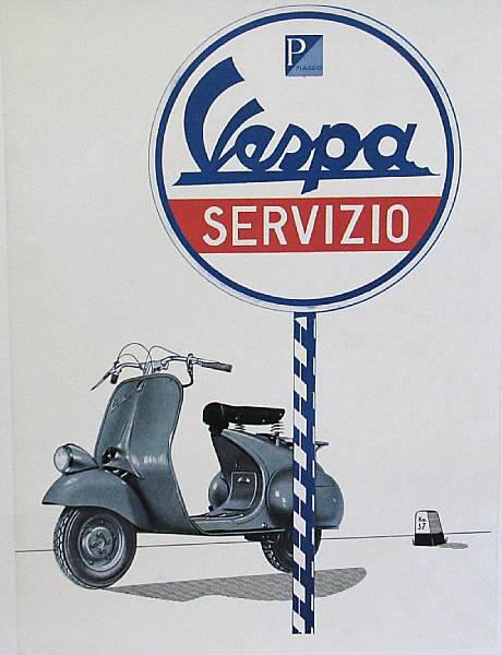 Appraisal: A Vespa Servicio poster Italian lithograph on paper x in