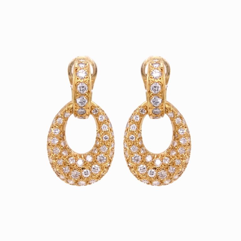 Appraisal: Pair of Diamond Hoop Earrings Pair of Diamond Hoop Earrings