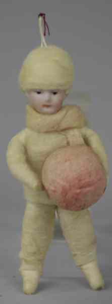 Appraisal: HEUBACH SPUN COTTON GIRL WITH BALL Germany spun cotton girl