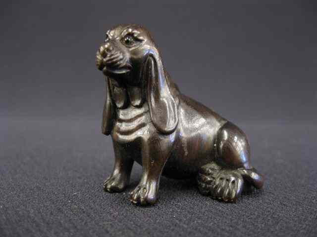 Appraisal: Carved Boxwood Netsuke of a Dog seated '' signed