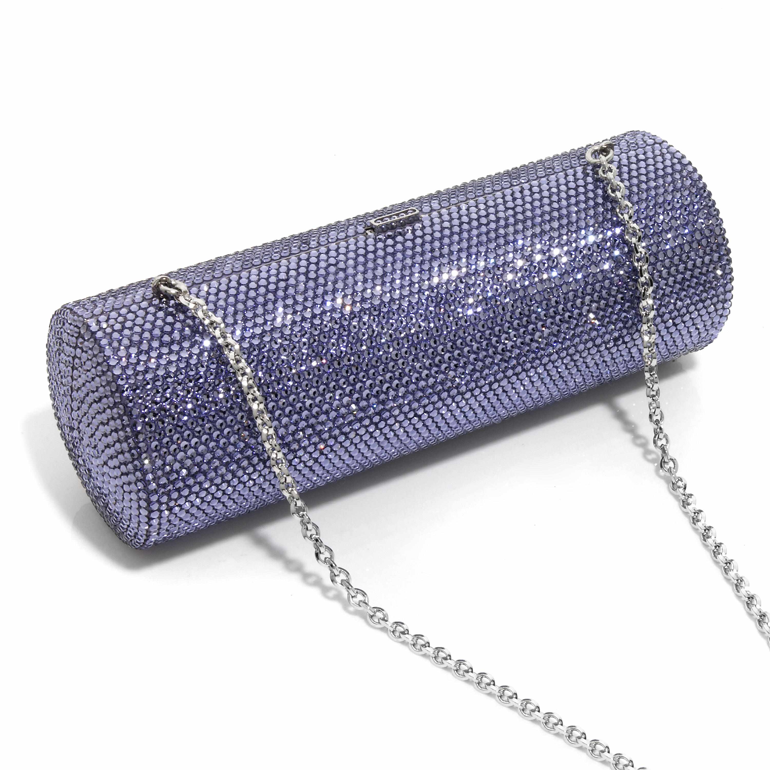 Appraisal: A lavender crystal cylinder purse Judith Leiber interior with a