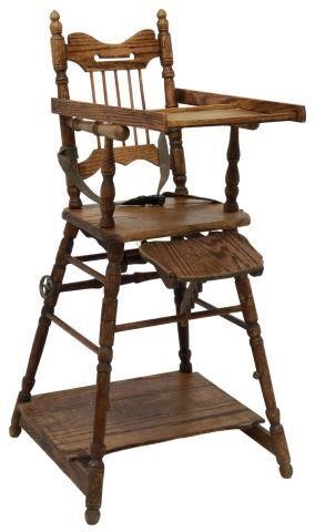 Appraisal: Late Victorian oak child's metamorphic highchair early th c transforms