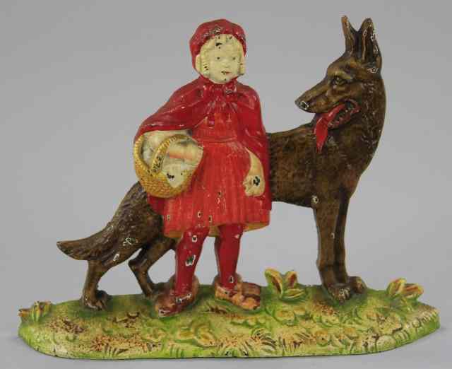 Appraisal: RED RIDING HOOD WITH WOLF DOORSTOP NUYDEA cast iron a