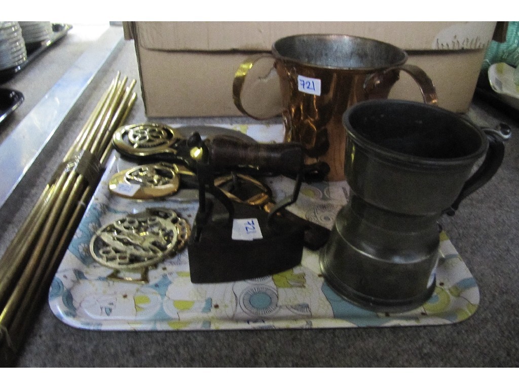 Appraisal: Lot comprising set of stair rods small iron pewter etc