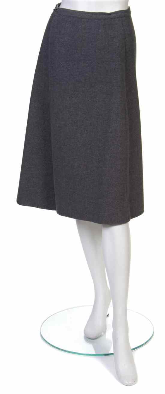 Appraisal: A Pauline Trigere Reversible Gray Wool Wrap Skirt This garment