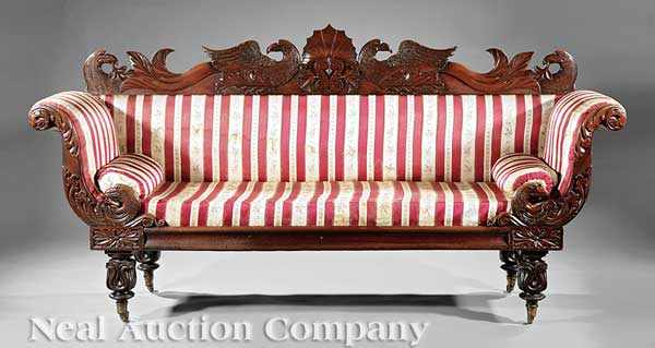 Appraisal: A William IV Carved Mahogany Sofa c elaborately carved crest