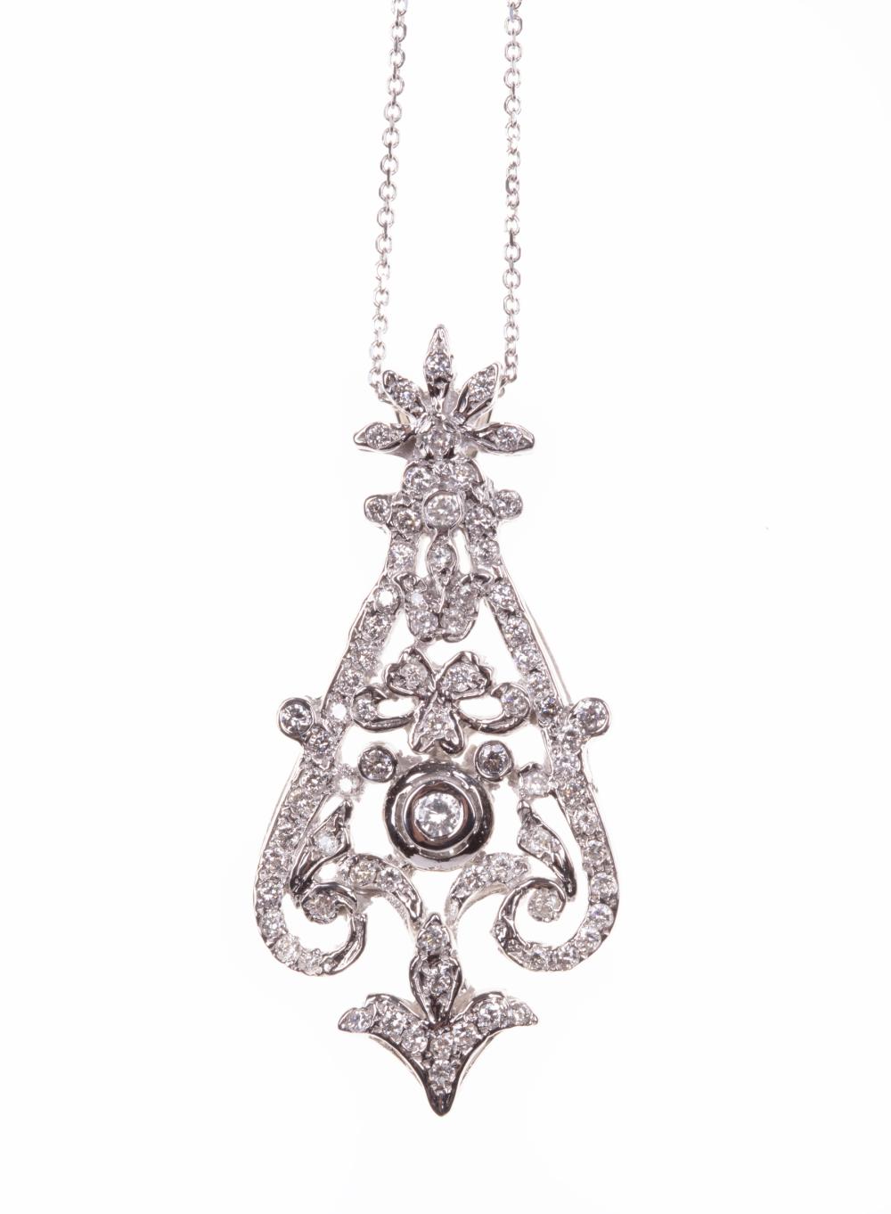 Appraisal: kt White Gold and Diamond Pendant Necklace pendant with filigree