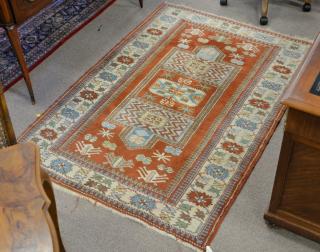 Appraisal: Oriental throw rug ' x ' Oriental throw rug '