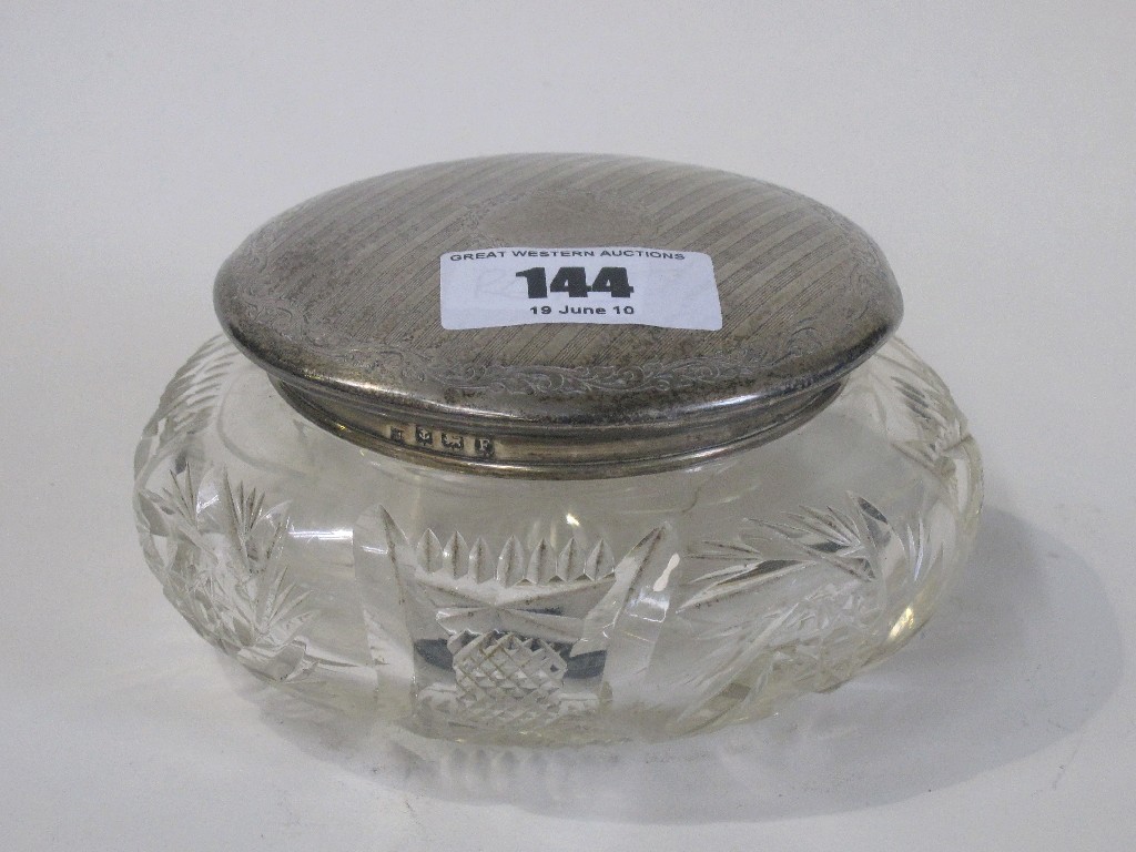 Appraisal: Silver topped talcum jar Birmingham