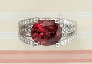 Appraisal: PINK TOURMALINE AND DIAMOND RING k white gold lady's ring