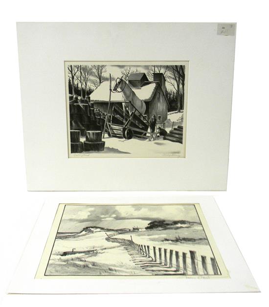 Appraisal: Two lithographs Gordon Grant American - print depicting beach with