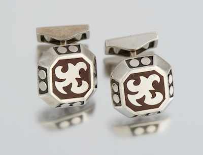 Appraisal: A Pair of John Hardy Sterling Silver and Enamel Cufflinks