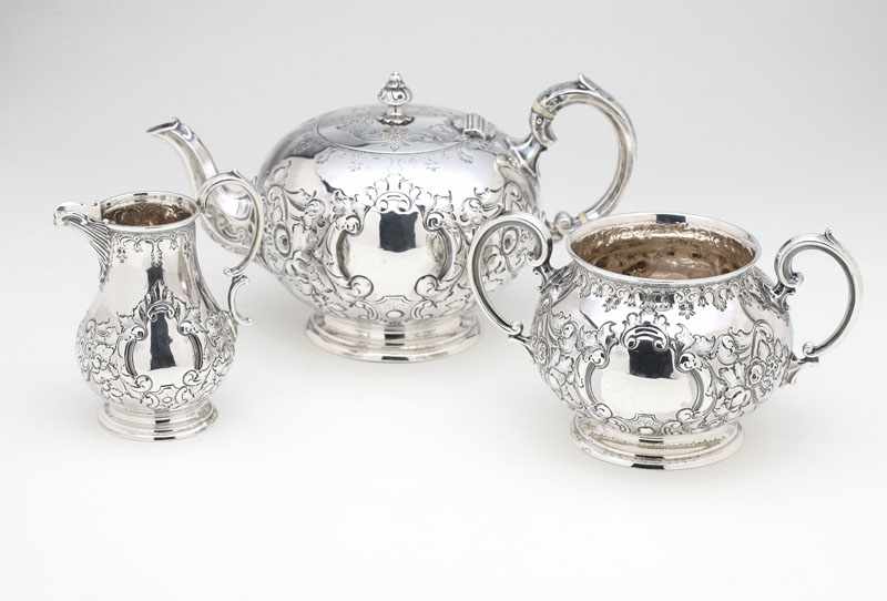 Appraisal: A Victorian sterling silver part tea service Martin Hall Dated