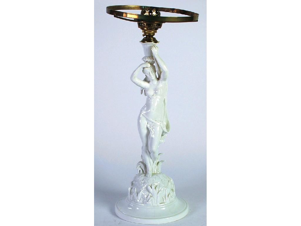 Appraisal: SPODE COPELAND'S CHINA WHITE GLAZED FIGURAL ELECTRIC TABLE LAMP BASE