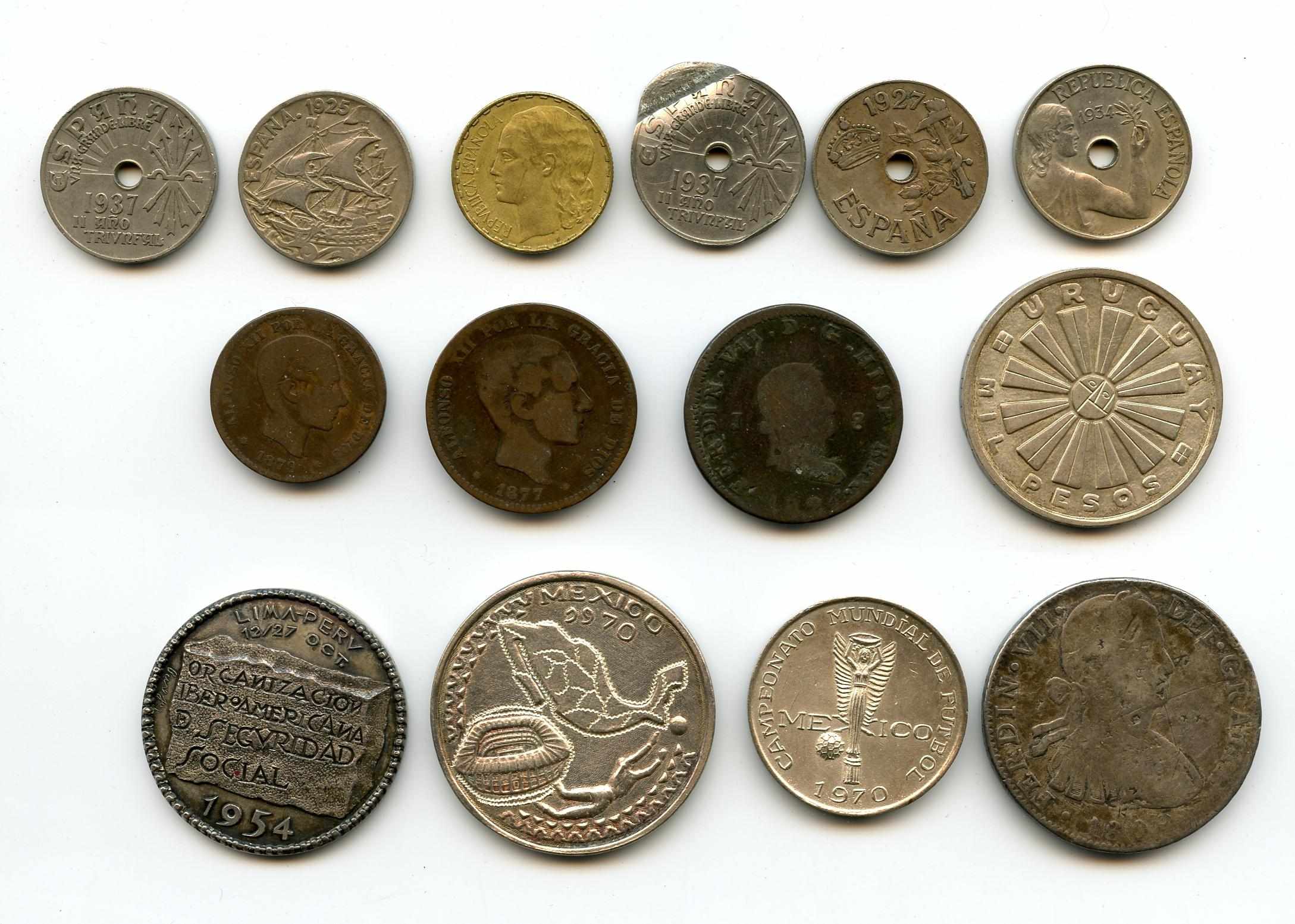 Appraisal: Miscellaneous World Medals and Coins Including Mexico Reales chop-marked Peru