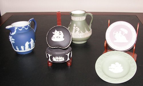 Appraisal: Artist Title Wedgwood pieces including Green pitcher and dish mauve