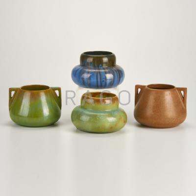 Appraisal: FULPER Four vases two with handles two gourd-shaped Flemington NJ