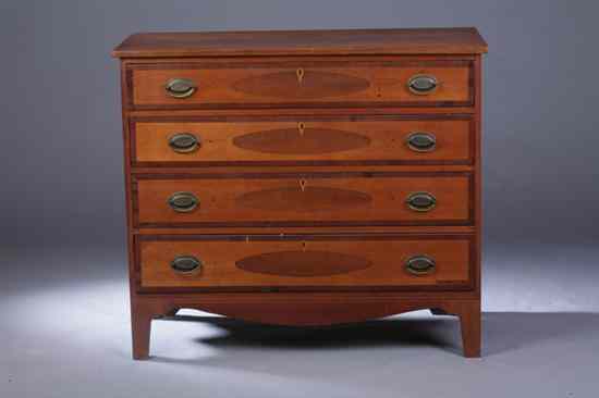 Appraisal: AMERICAN FEDERAL INLAID MIXED-WOOD CHEST OF DRAWERS late th century