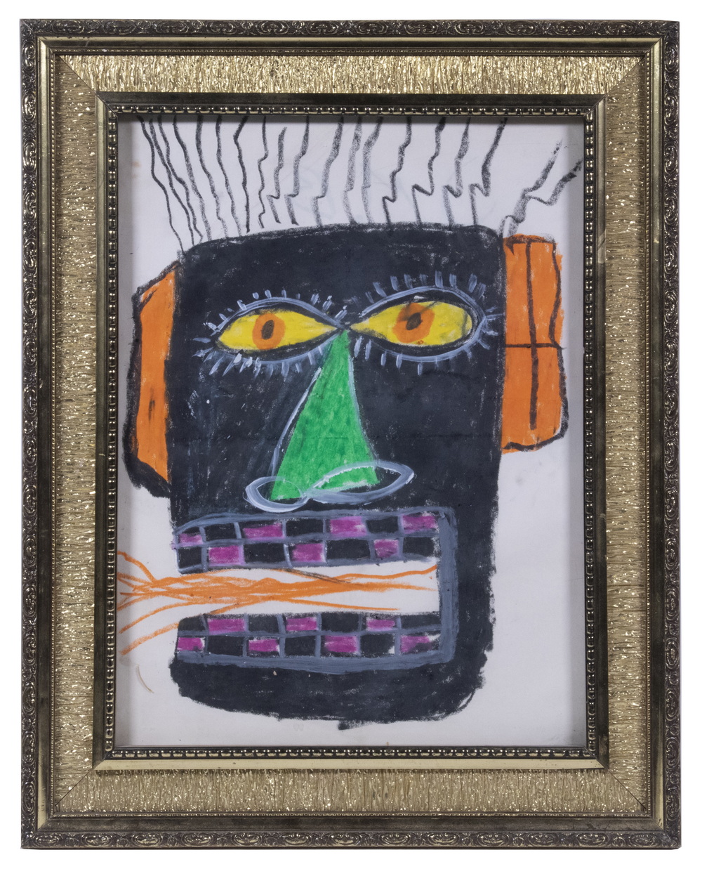 Appraisal: ATTRIBUTED TO JEAN-MICHEL BASQUIAT NY - Untitled Head with orange