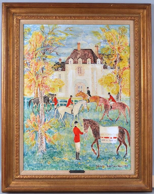 Appraisal: Jean Lareuse O C Hunt Scene French - signed and