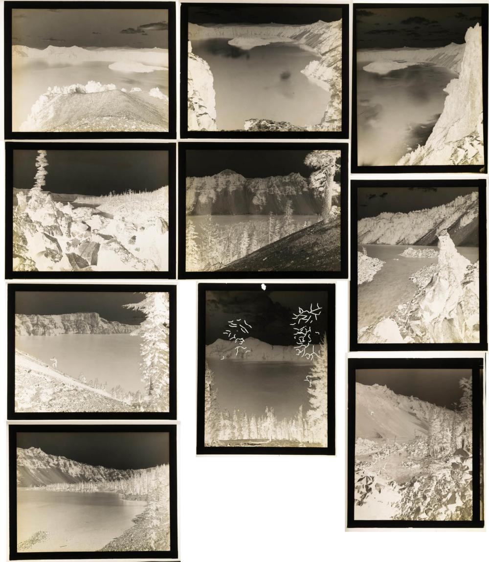 Appraisal: TEN GLASS NEGATIVES OF CRATER LAKE OREGON late th early