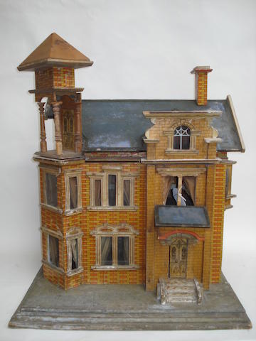 Appraisal: A Moritz Gottschalk blue roof dolls house The paper red